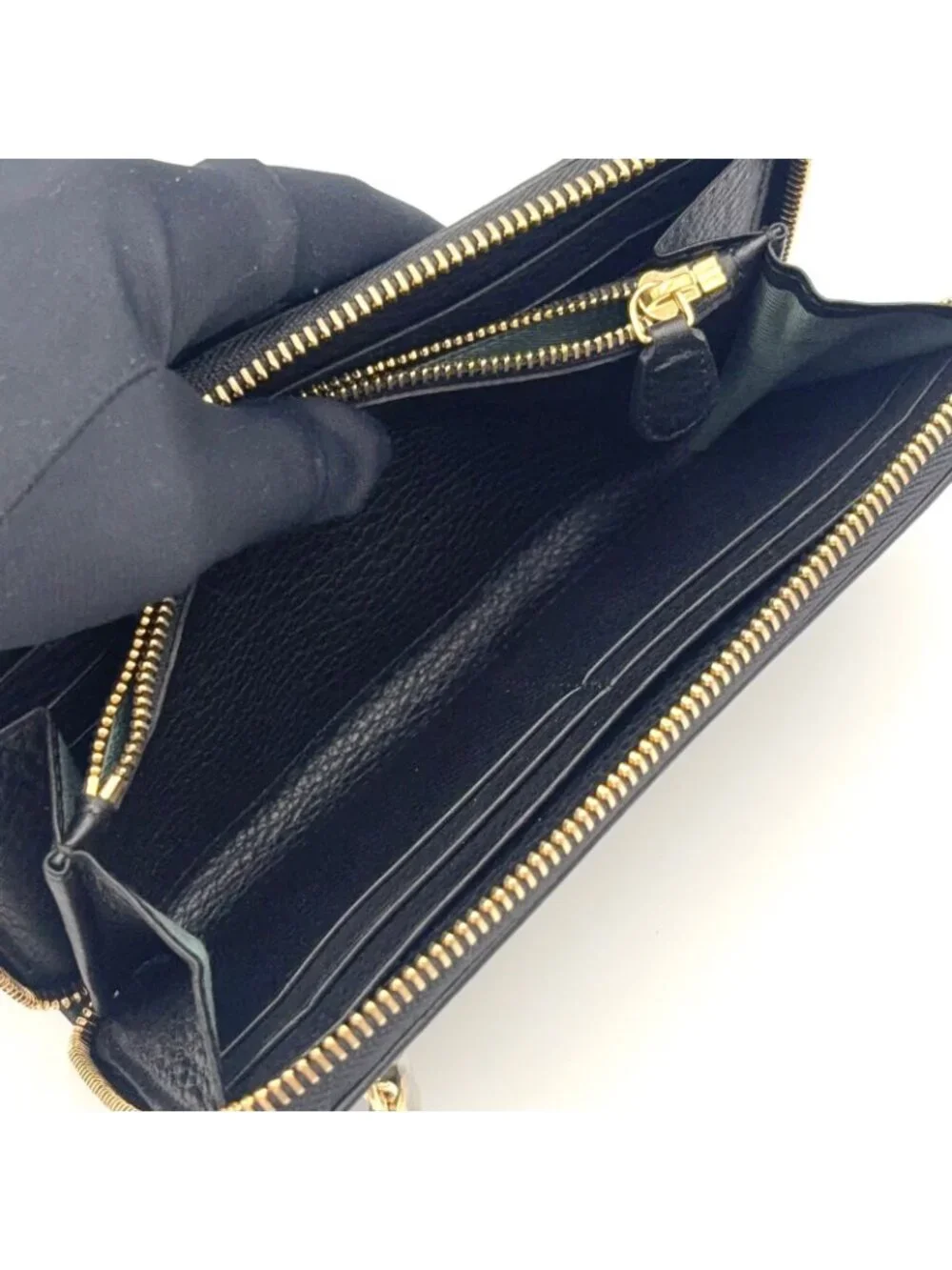 Bvlgari Monete Zip Around Leather Black Wallet Gold